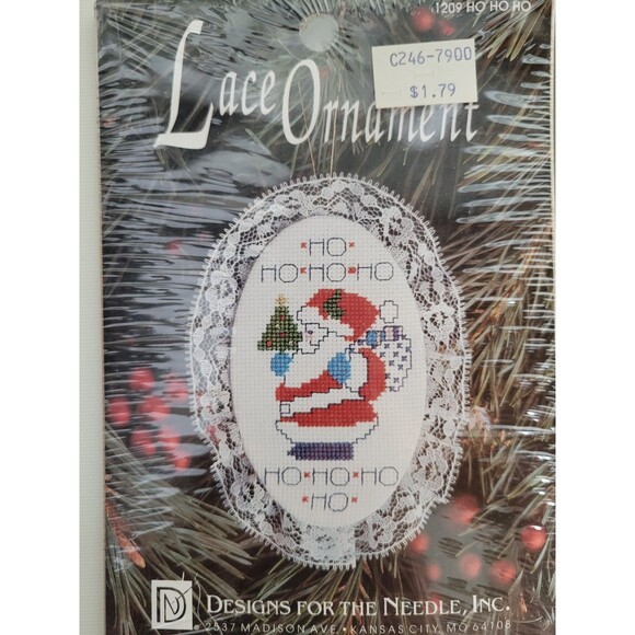 4 Vtg NIP Designs for the Needle Lace Christmas Ornament Kits Snowman Santa etc - Picture 5 of 6